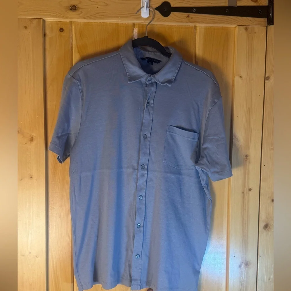 Banana Republic Soft Cotton Knit Polo Shirt Grey Casual Summer Top Men’s M